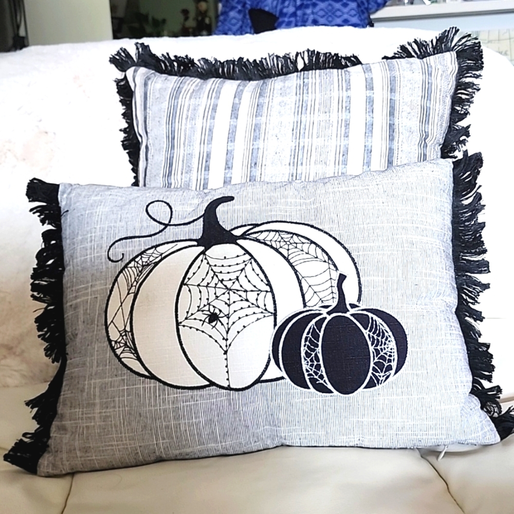 Pillow Set. New no tags. Embroidered Pillow with Beaded SpiderWeb